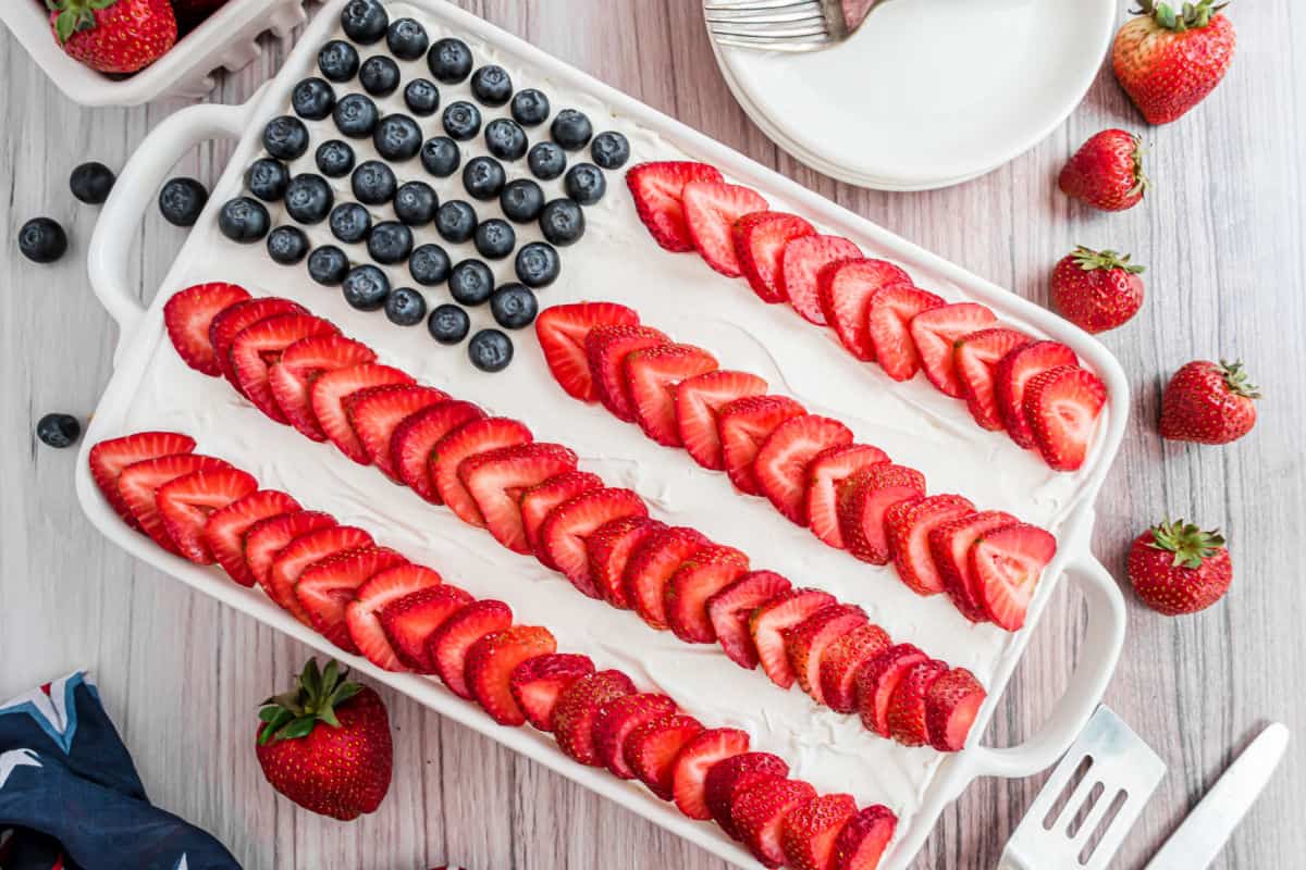 Flag cake with berries.