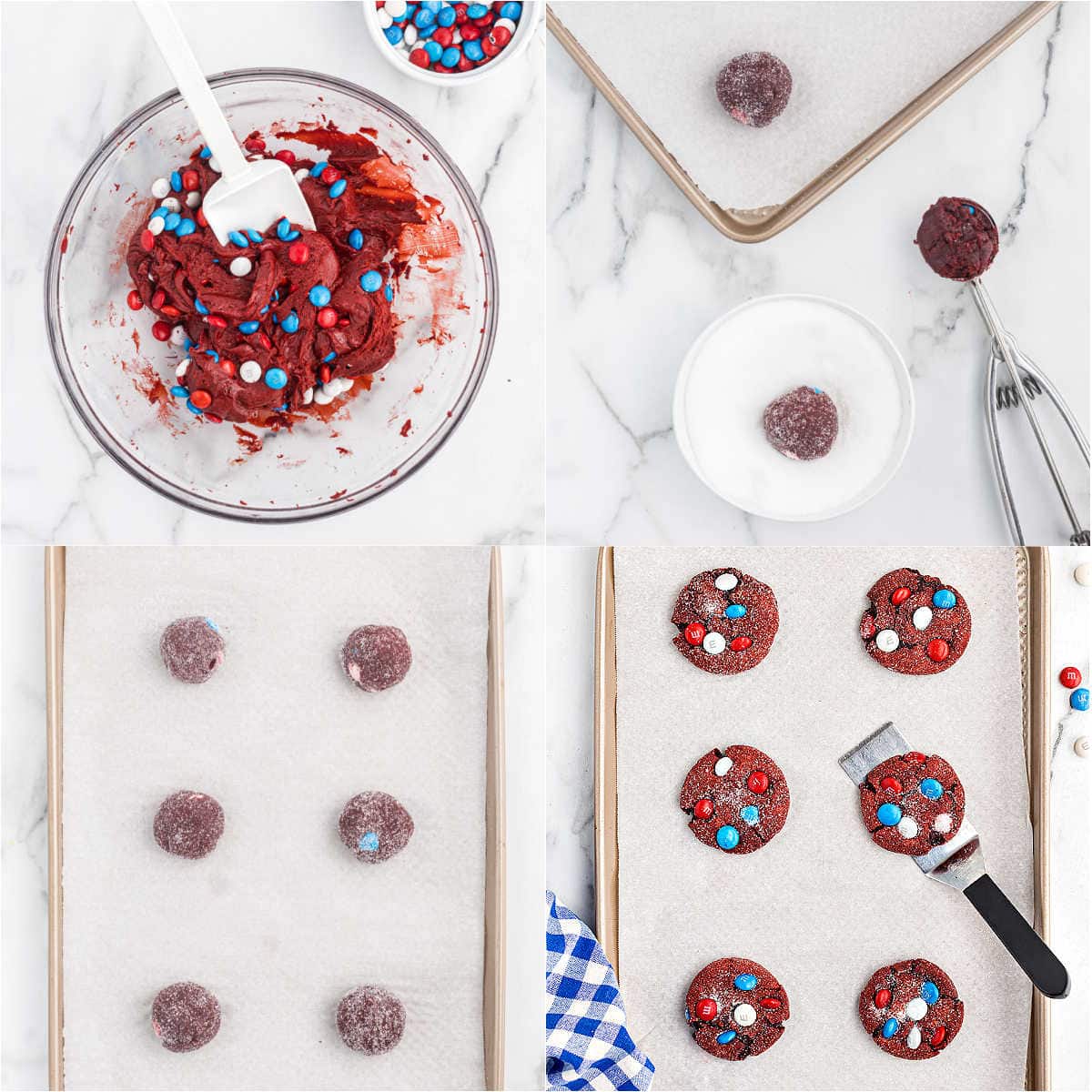 Step by step photos showing how to make cookies with cake mix.