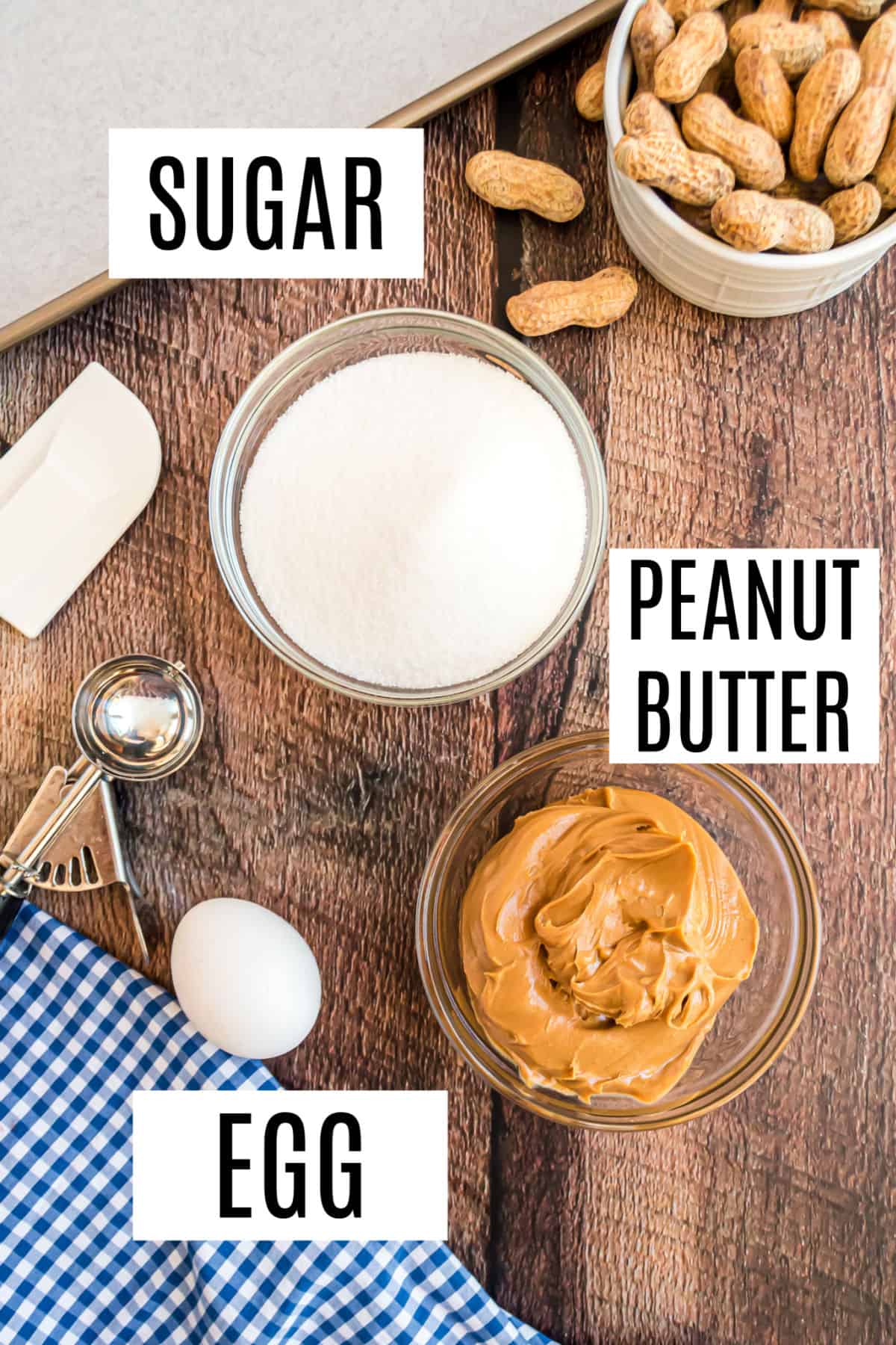 Only 3 ingredients needed for peanut butter cookies.