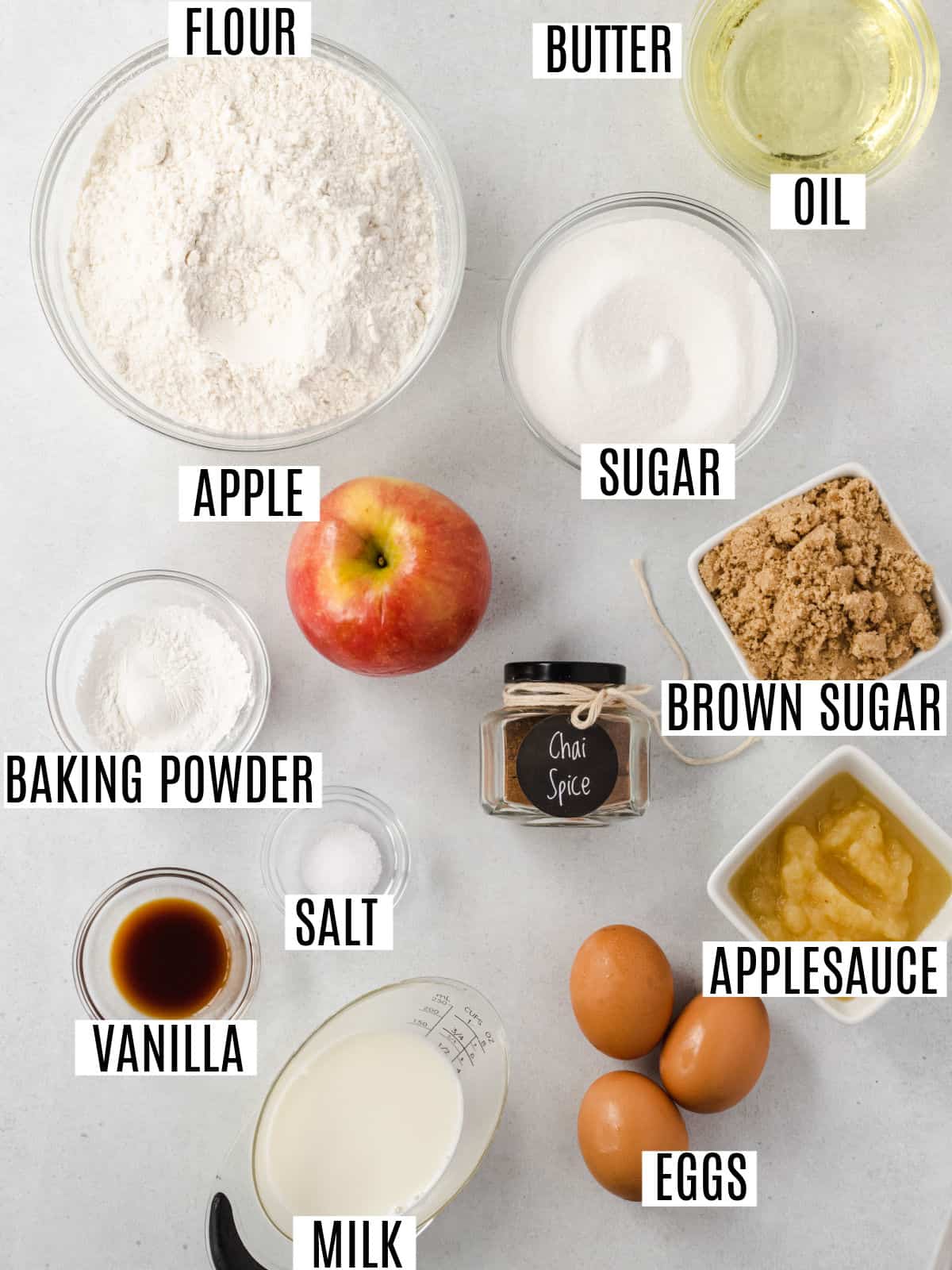 Chai apple bread ingredients.