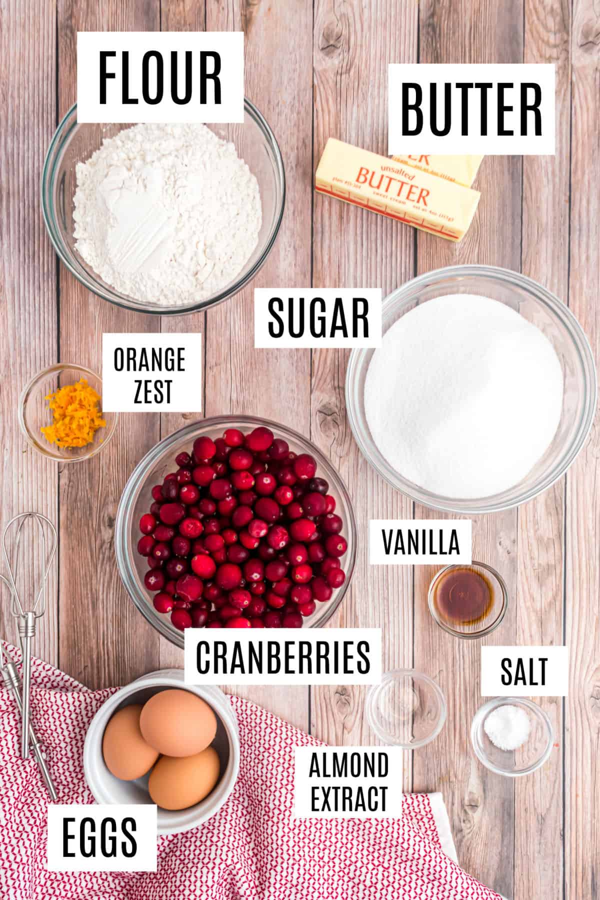 Cranberry Christmas cake ingredients.