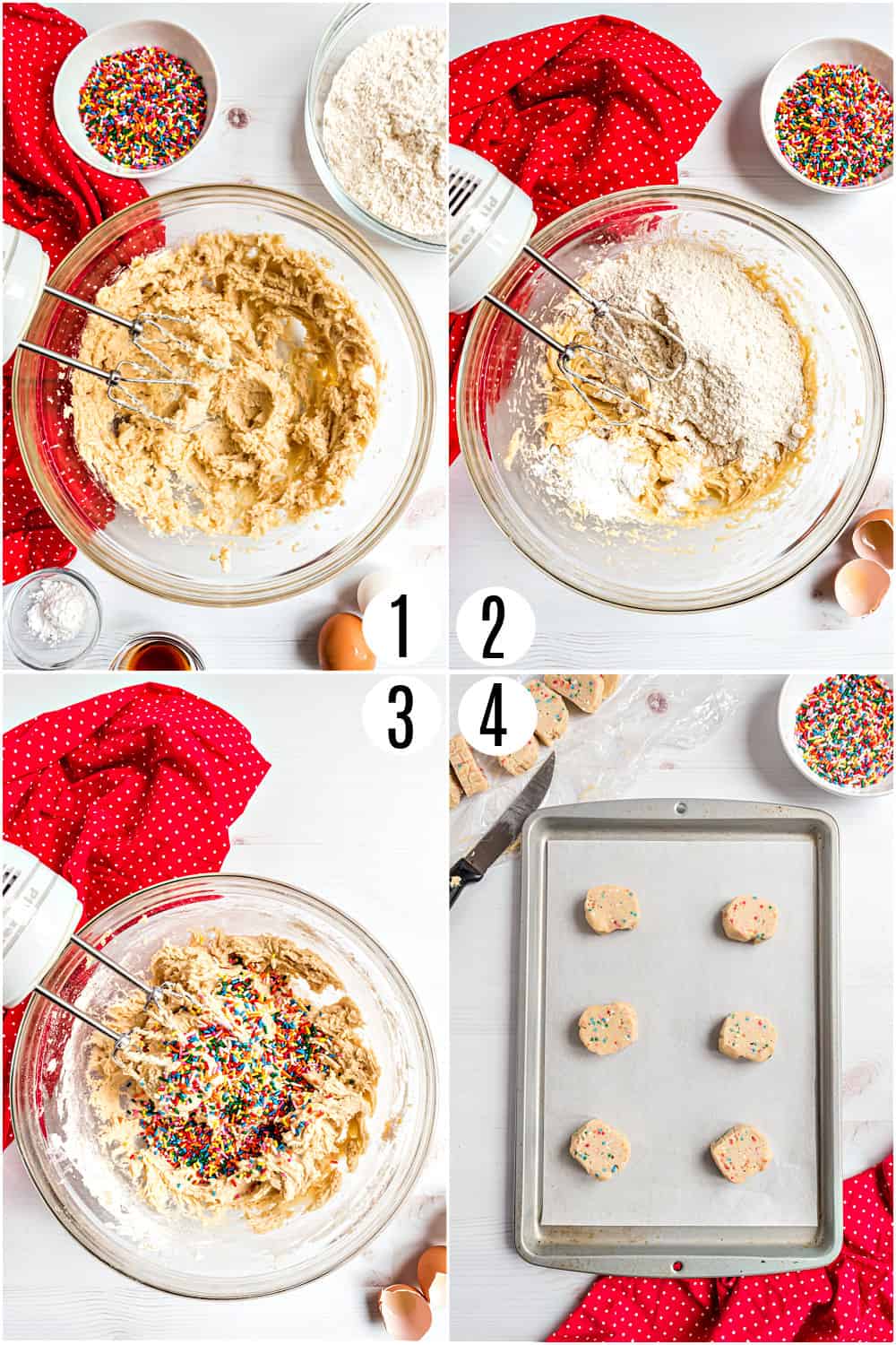 Step by step photos showing how to make icebox cookies.