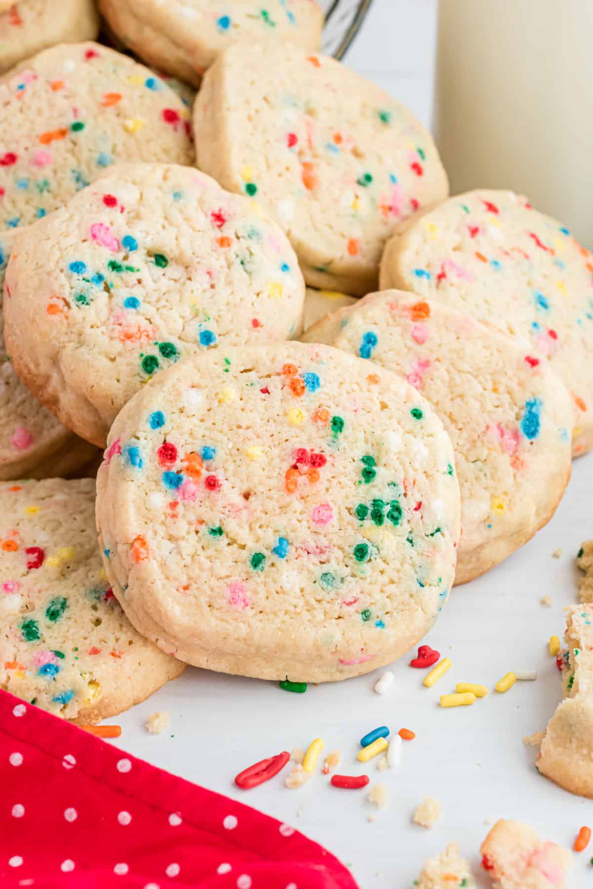 Icebox cookies with colorful sprinkles.