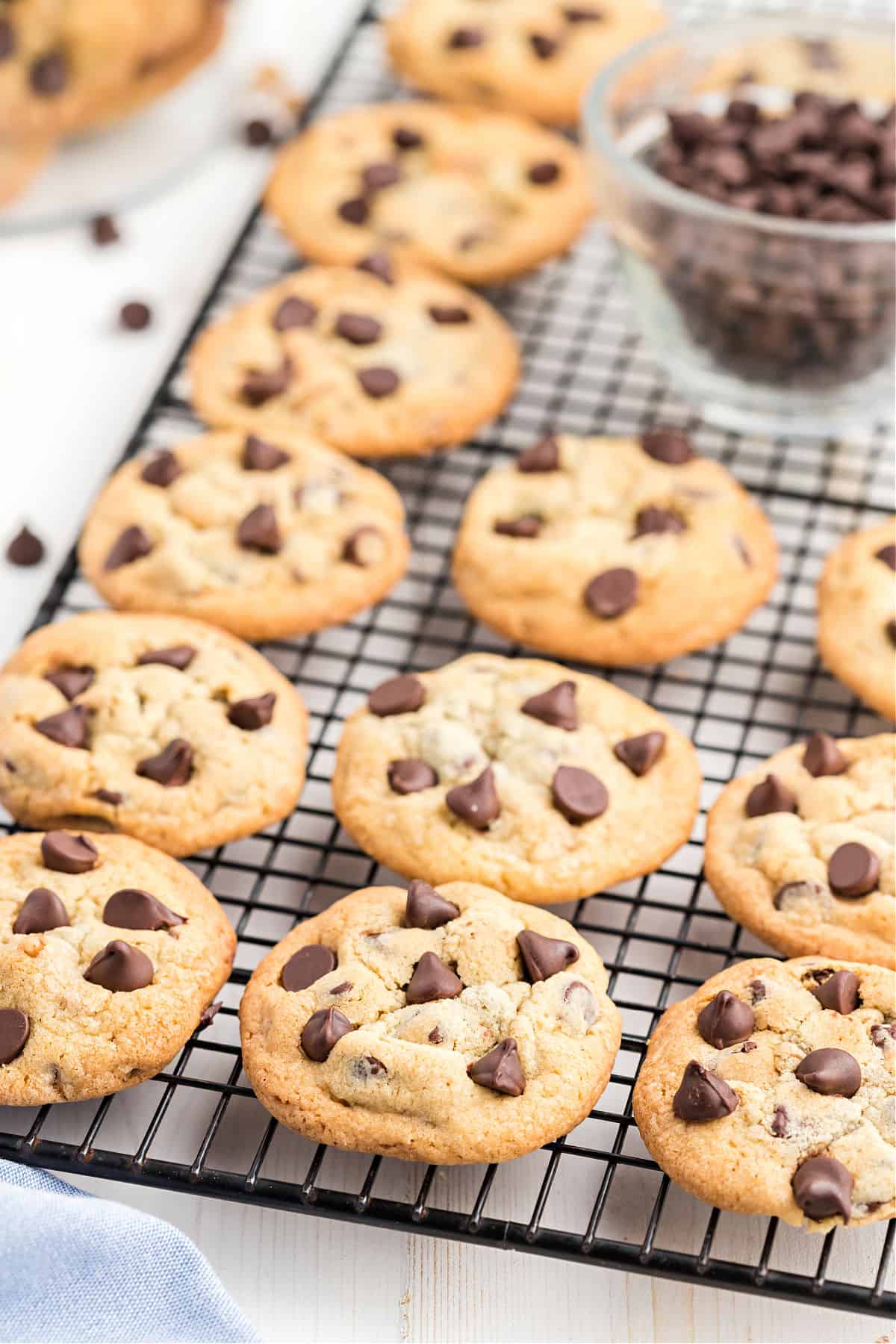 Nestle chocolate chip cookies on a cooling rack.