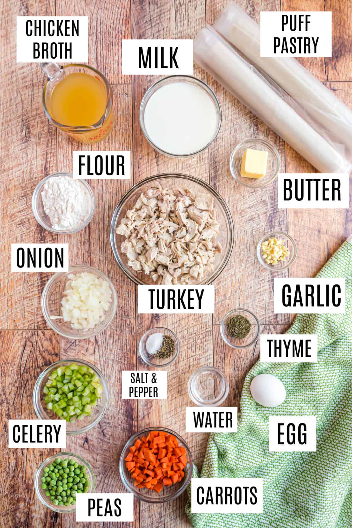 Ingredients needed to make turkey hand pies.