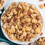 Sweet Holiday Chex Mix is the perfect homemade gift idea! Turn a few simple ingredients into a tasty snack mix with this easy recipe.