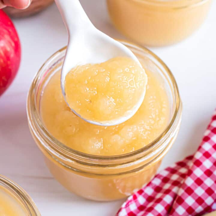 This easy Homemade Applesauce is made with fresh apples and apple juice for BIG apple flavor. Enjoyed warm or cold, it beats the store bought stuff by a mile. And it only takes THREE ingredients!