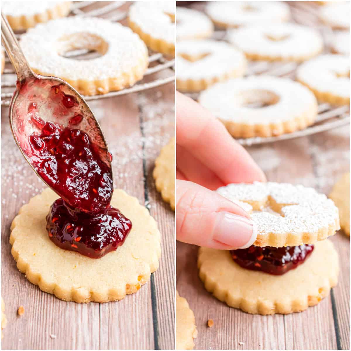 How to fill linzer cookies with jam.