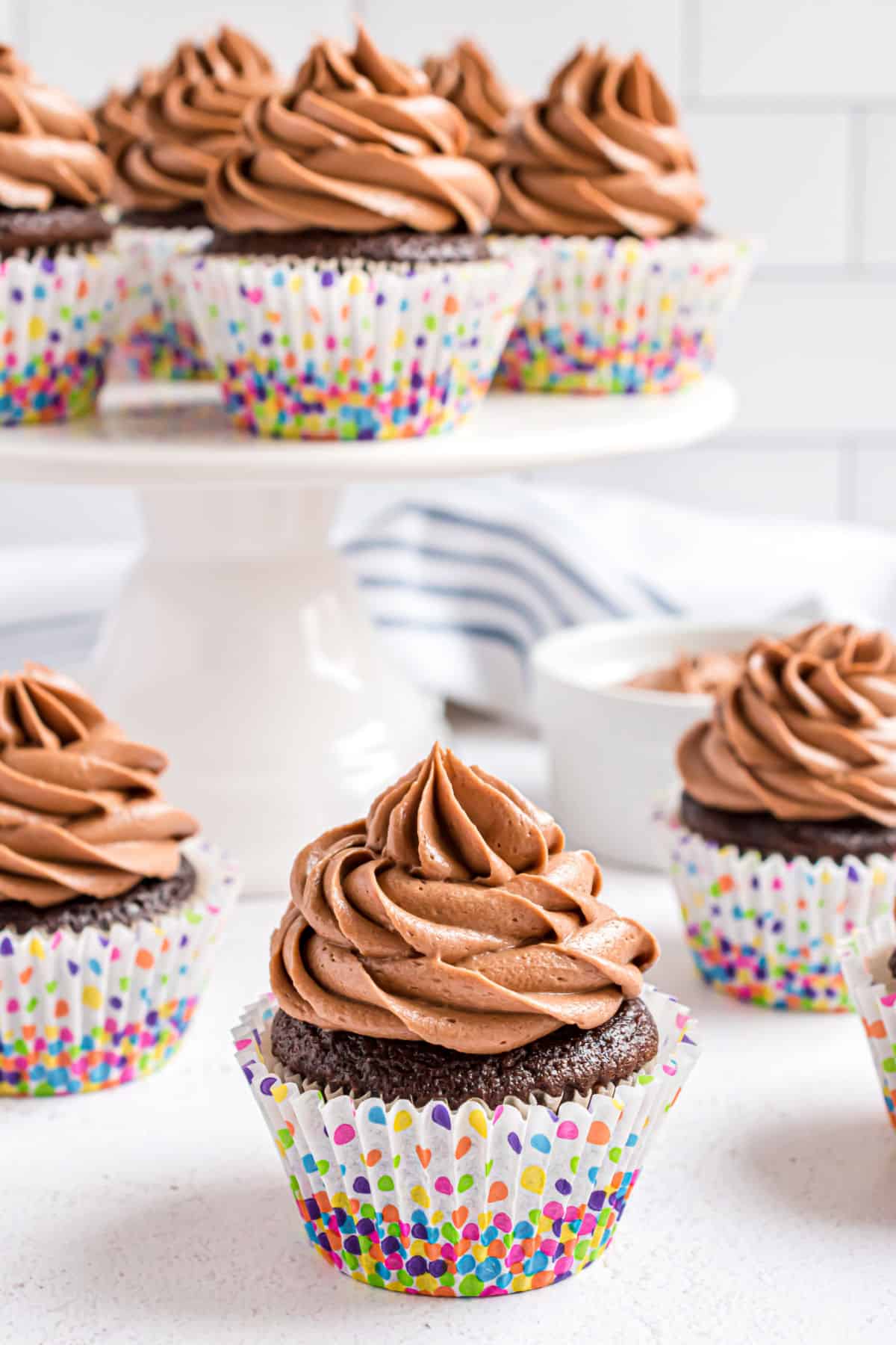 Chocolate cupcakes with chocolate cream cheese frosting.