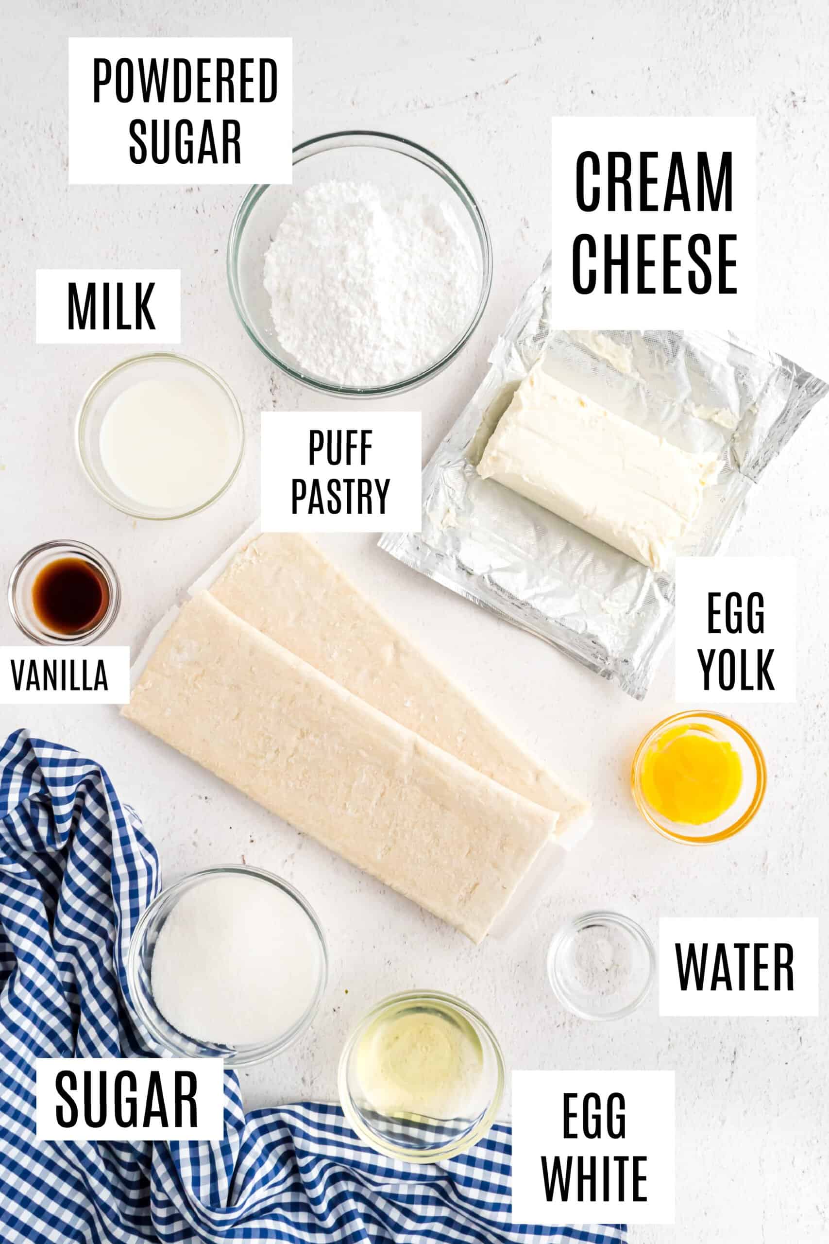 Ingredients needed to make cheese danish.