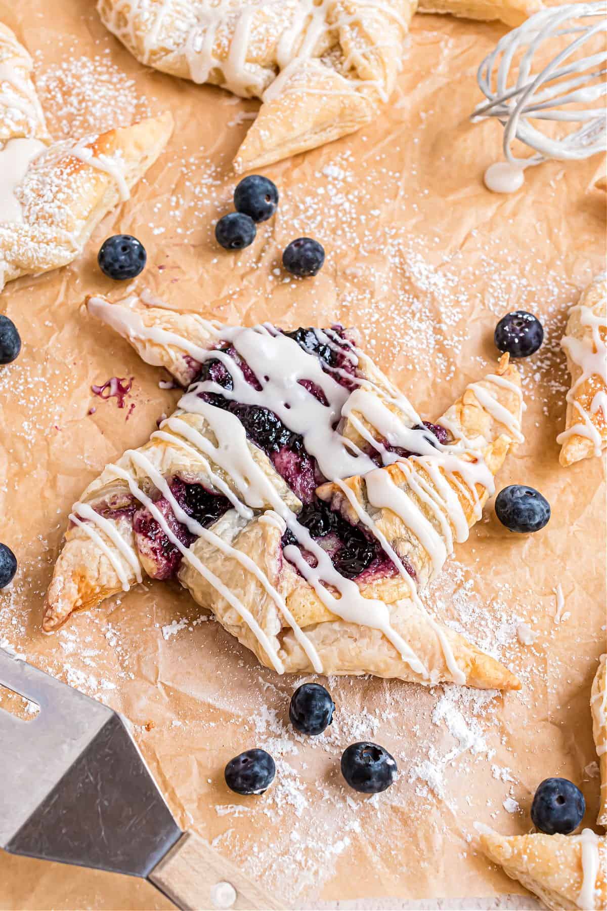 Cheese danish with blueberry pie filling.