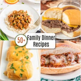 Collage of family dinner recipes.