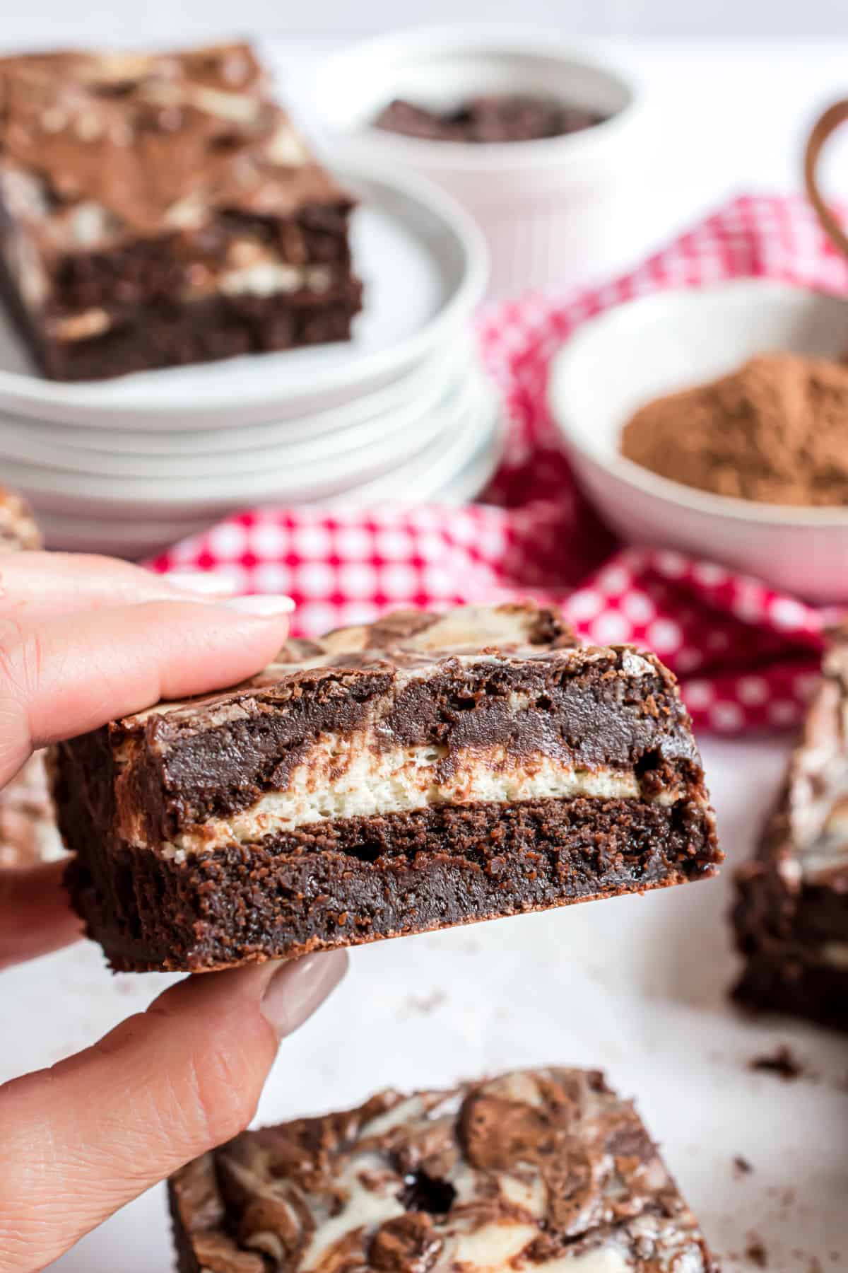 Brownie swirled with cream cheese.