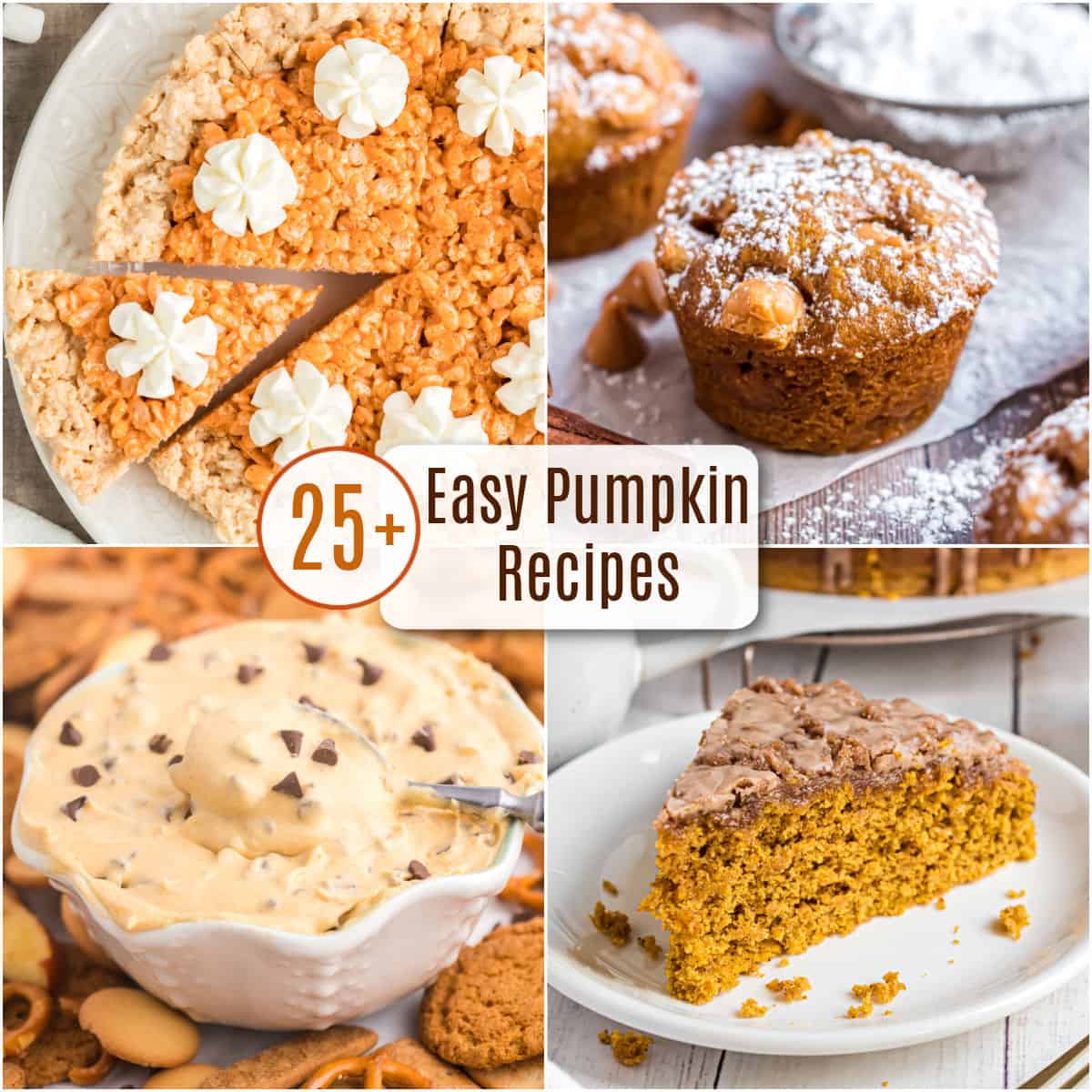 Collage of pumpkin recipe photos.