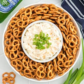 Beer Cheese Dip is a 5 minute recipe with just 4 ingredients. Creamy and zesty with a light beer flavor, it's a perfect pub-style cheese dip for a party!