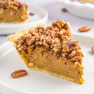 This Pecan Pumpkin Pie offers the best of both worlds in one pie. With a creamy pumpkin filling underneath and toasty, gooey pecans on top, this pie aims to satisfy. 
