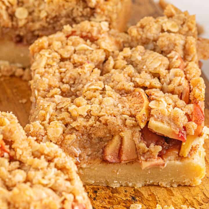 Apple Pie Bars are a portable version of the familiar autumn pie. You'll love the pairing of sweet cinnamon apples baked with a perfect buttery crust!