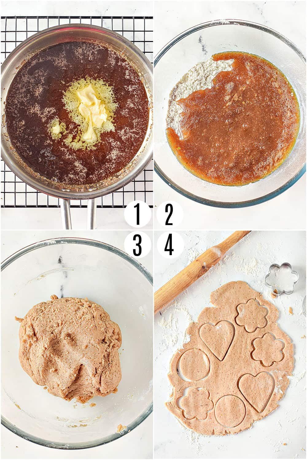 Корак по корак фотографије које показују како направити лебкуцхен колачиће.
