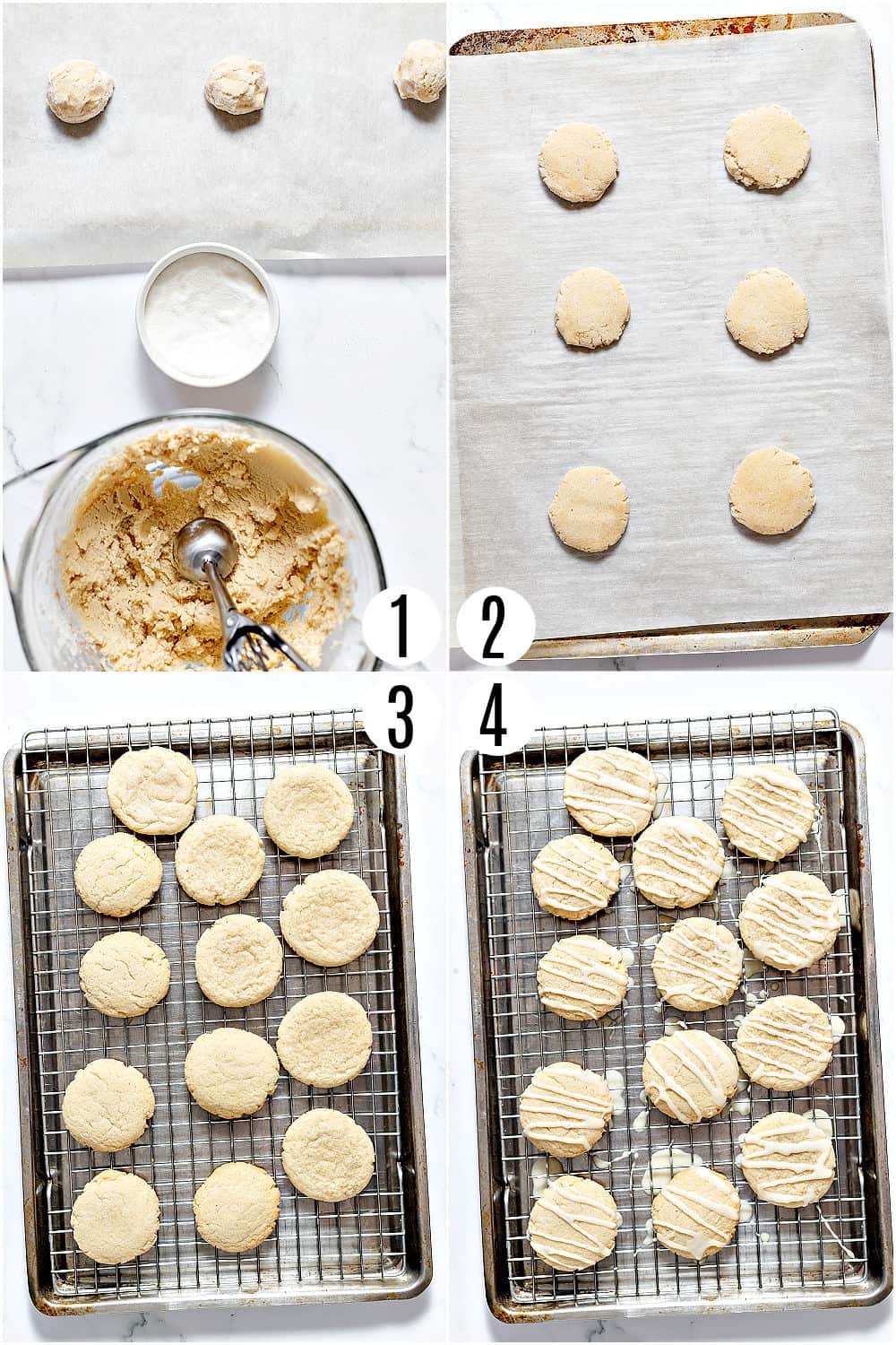 Step by step photos showing how to make eggnog cookies.
