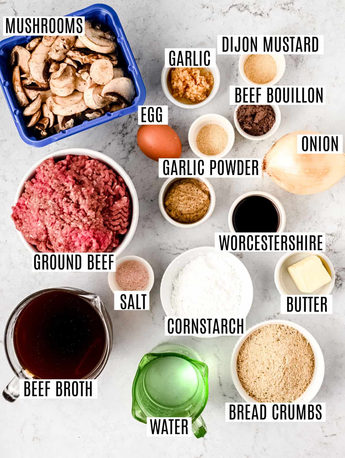 Ingredients needed to make salisbury steak in the pressure cooker.