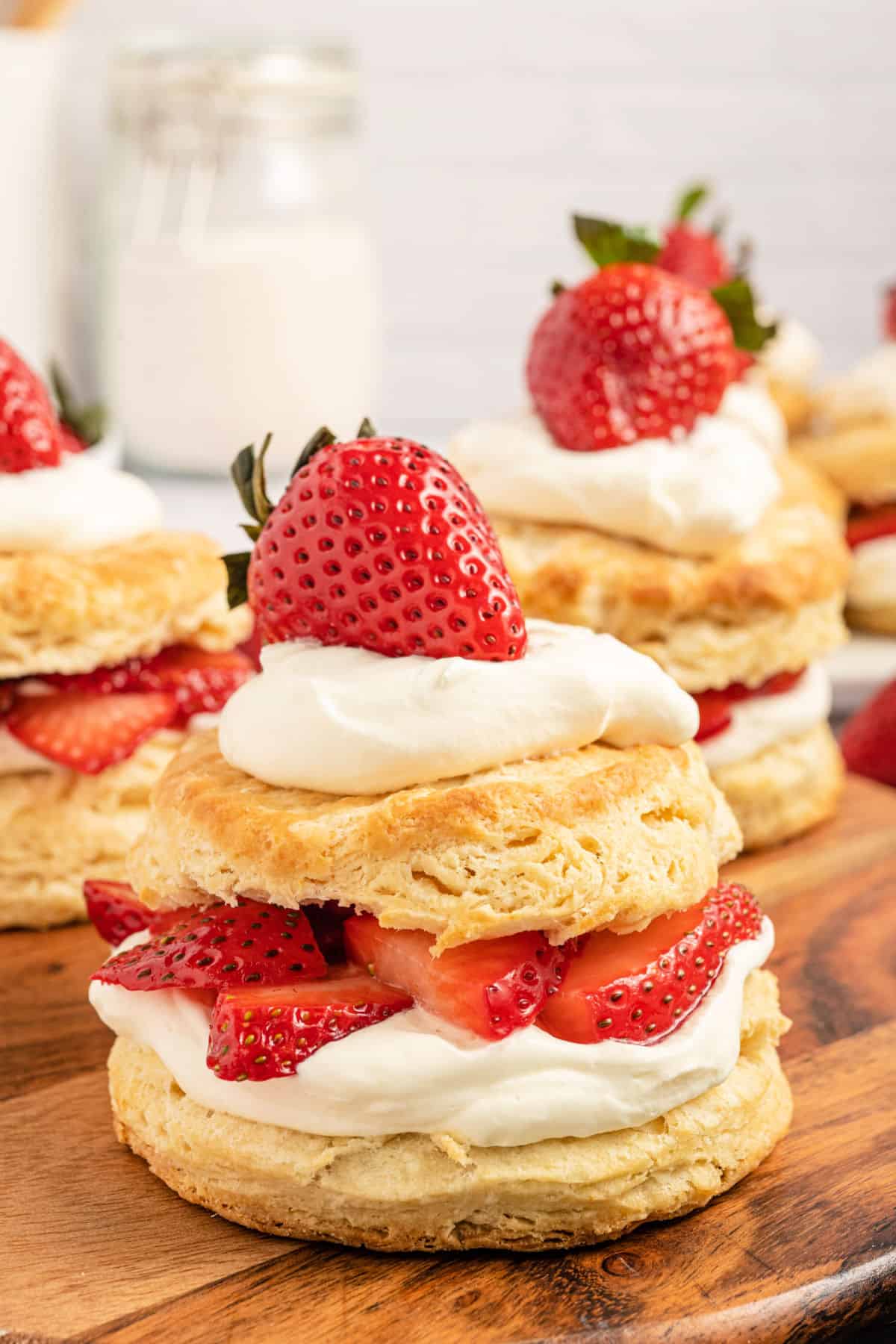 Biscuit filled with whipped cream and fresh strawberries.