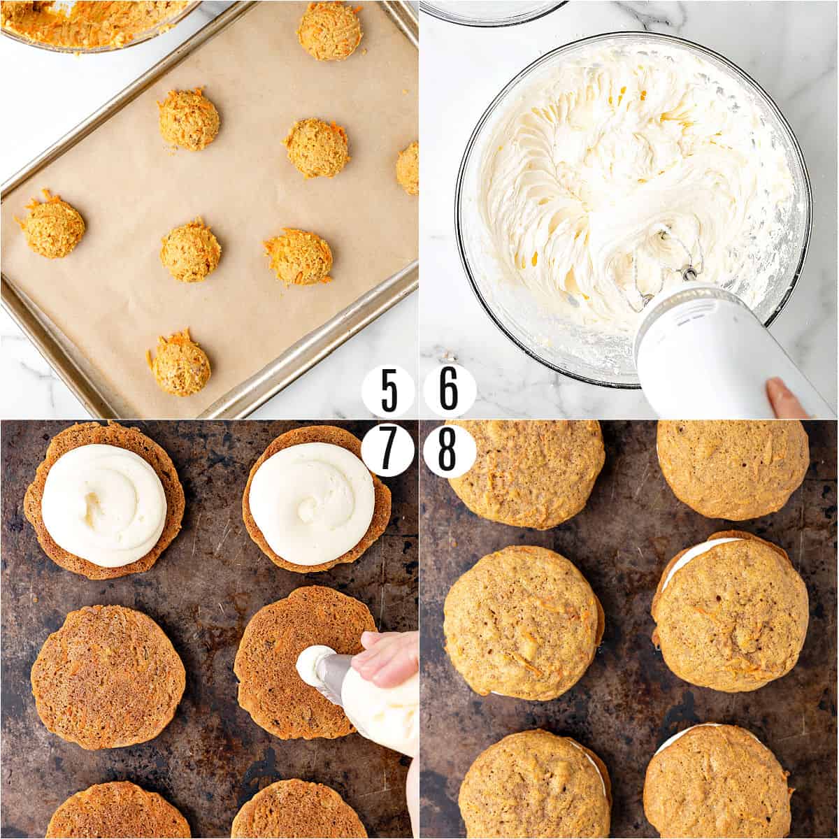 Step by step photos showing how to assemble whoopie pies.