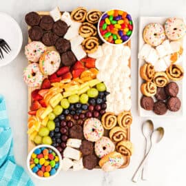 This Rainbow Buttercream Board is a fun spin on the butter boards and dessert boards that are so popular online. Why not make this tasty and lightning-fast rainbow board to enjoy on your next festive occasion? 