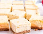 Cheesecake Bars are an easy-to-share dessert. They look great on a Sunday brunch table, party dessert platter, or on a quaint date night dinner. It has a smooth and luxuriously creamy filling with a buttery graham cracker crust.