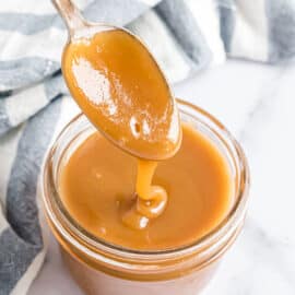 Homemade Butterscotch Sauce is a quick and easy treat made in less than ten minutes. It’s a silky smooth sauce with flavors of brown sugar and butter, and is delicious on ice cream, pie, and so much more.