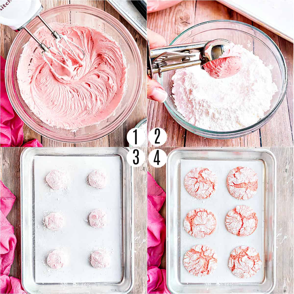 Step by step photos showing how to make cool whip cookies.