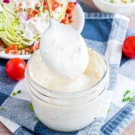 My Blue Cheese Dressing recipe is anything but subtle. It screams flavor. The bold blue cheese flavor is carefully balanced by the richness of mayonnaise and sour cream, and the fresh tanginess of lemon juice. Even better, it only takes 5 minutes to make.