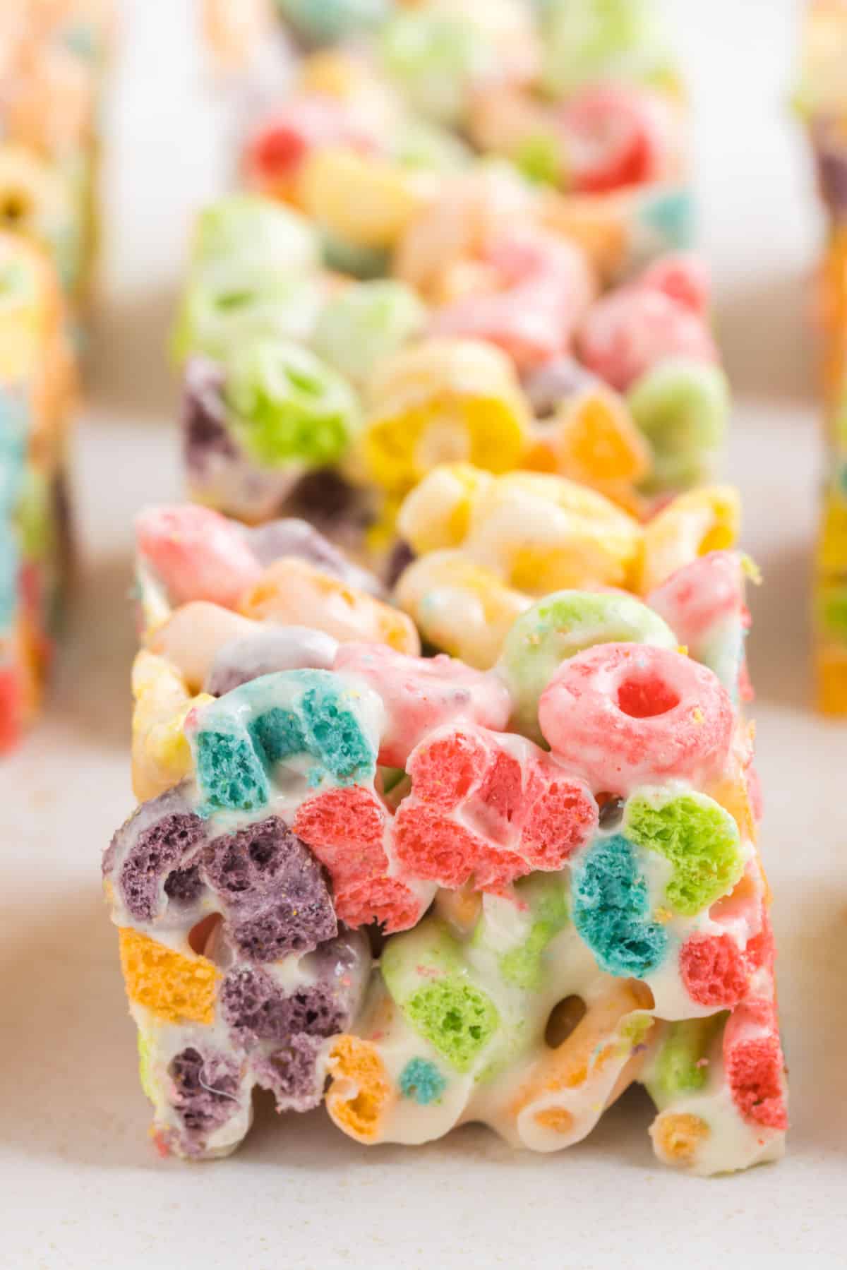 Large square of Froot Loop treats.