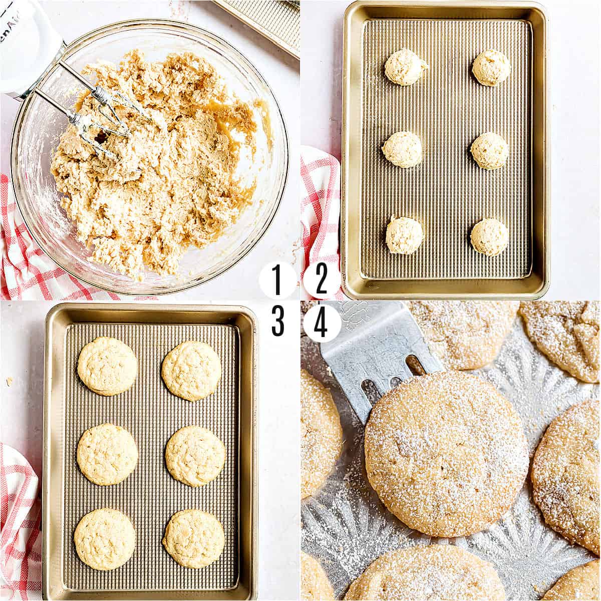 Step by step photos showing how to make potato chip cookies.