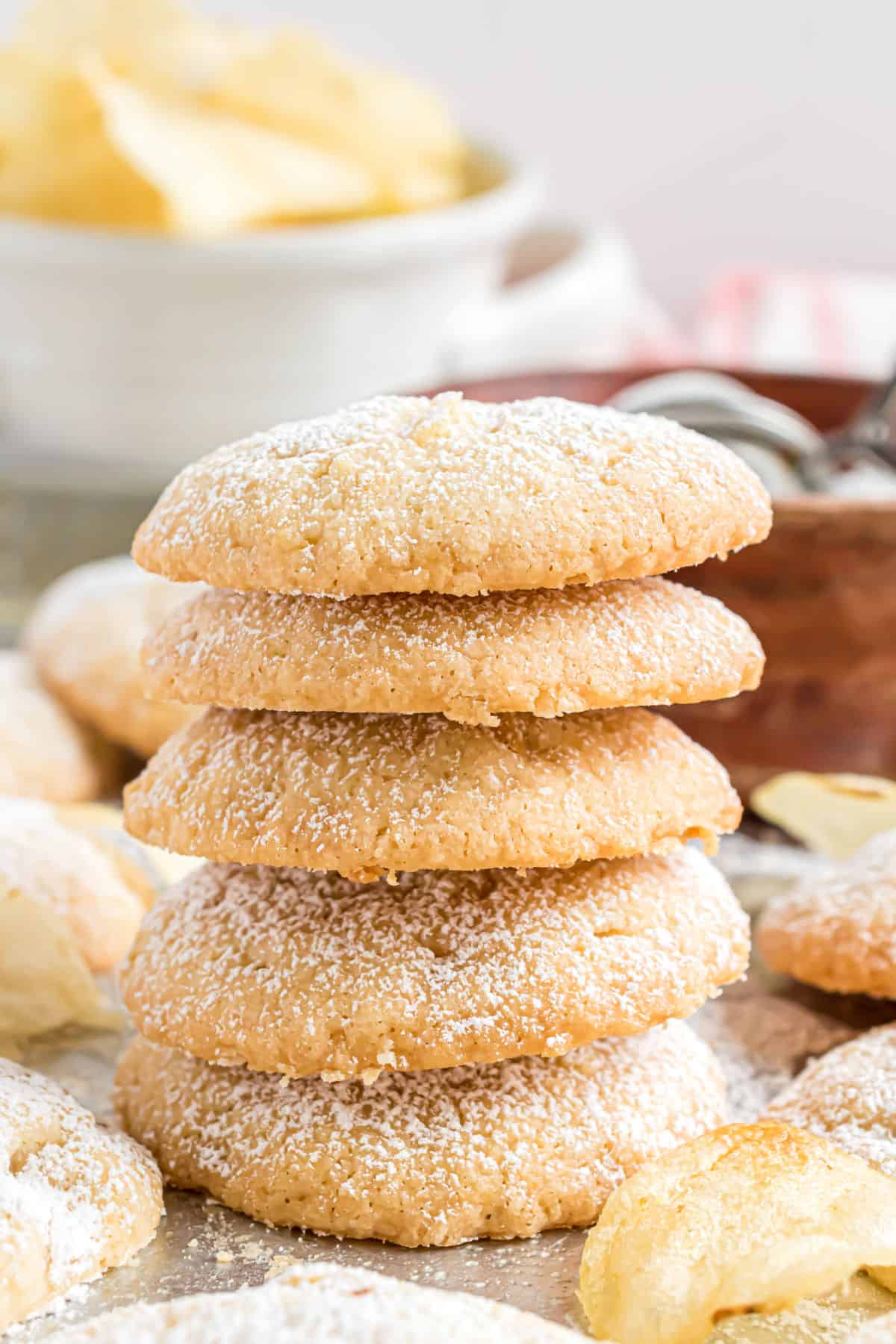 Stack of five potato chip cookies.