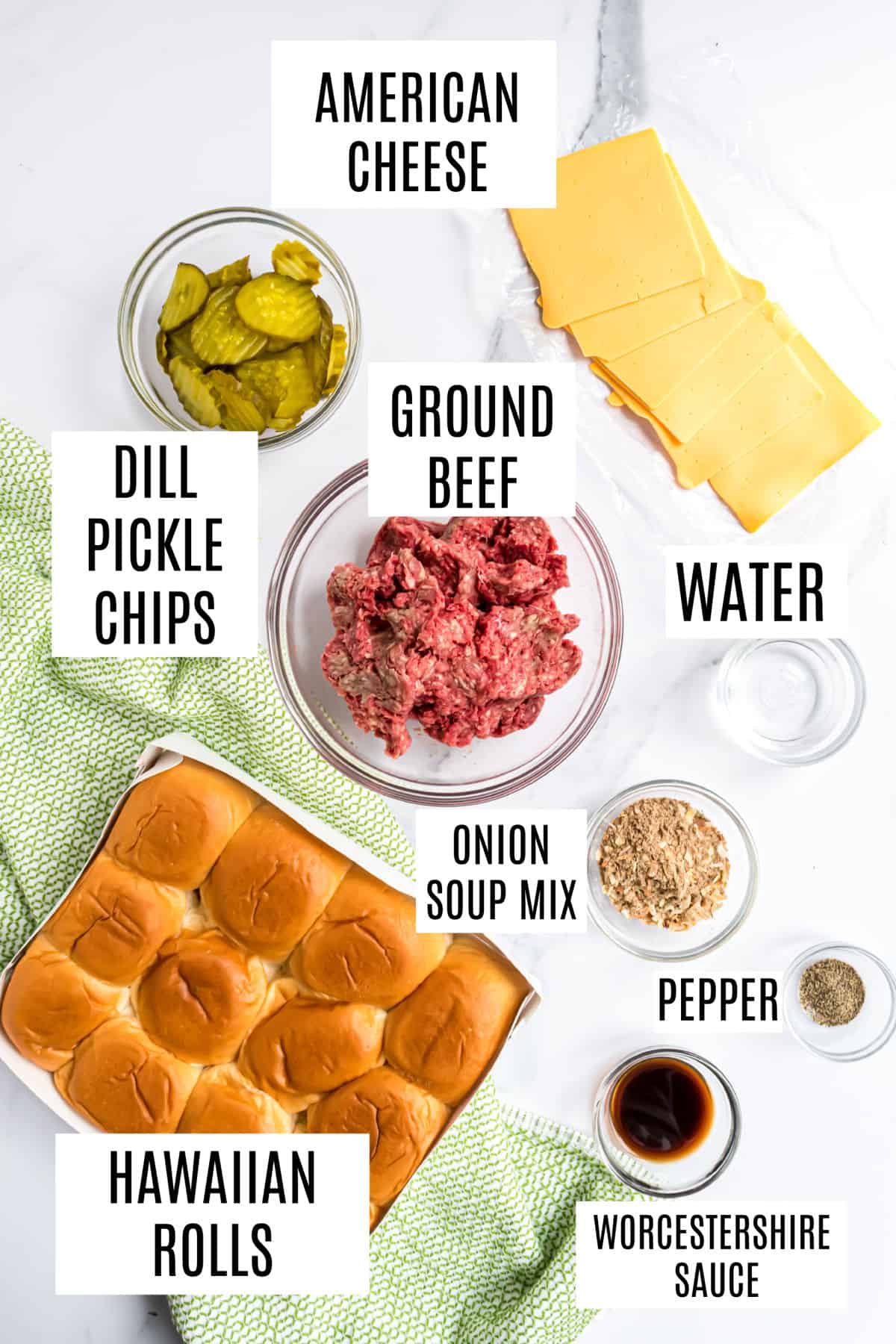 Ingredients needed to make white castle sliders.