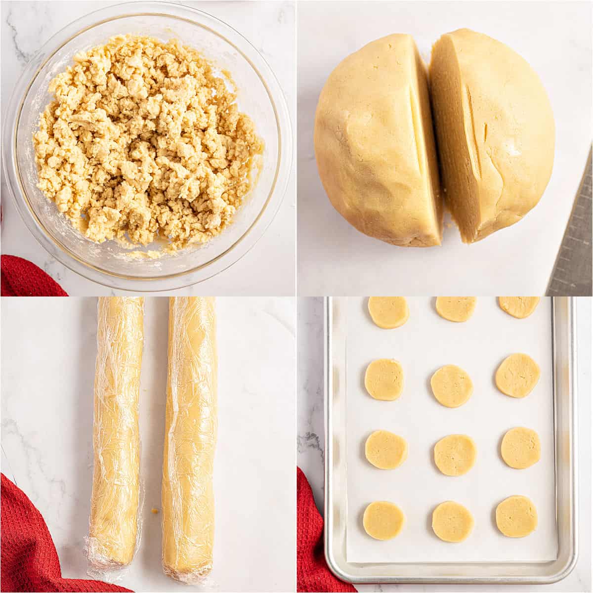 Step by step photos showing how to make tagalong cookie dough.