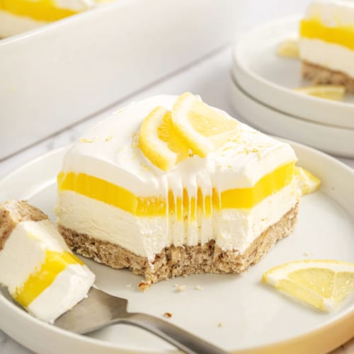 My Lemon Lush dessert packs tangy lemon layers, creamy indulgence, and a nutty crunch. It’s an irresistible treat that’s refreshingly bright, decadent and satisfying.