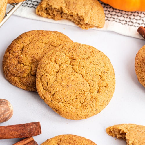 Pumpkin Snickerdoodles are chewy cookies with a crisp, browned outside and a soft center and plenty of warm flavors throughout, plus the classic cinnamon sugar topping!