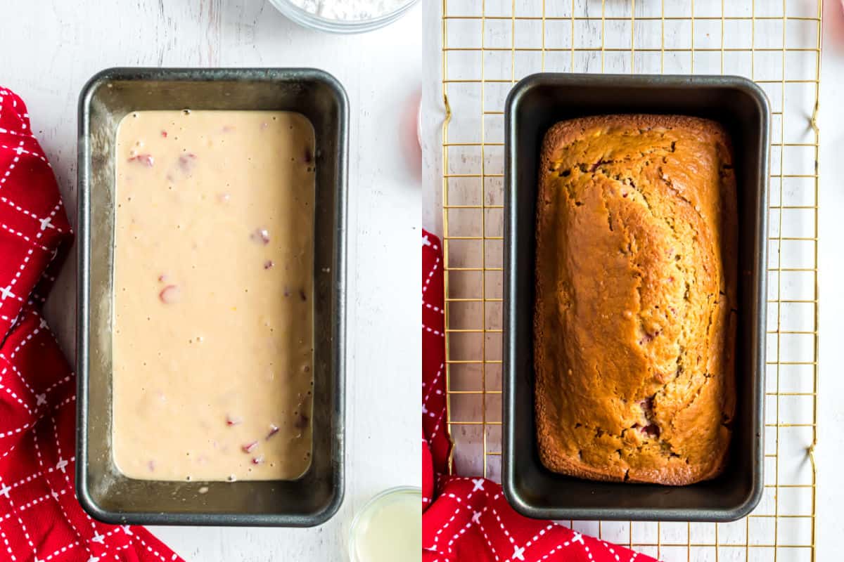 Step by step photos showing how to make strawberry bread.