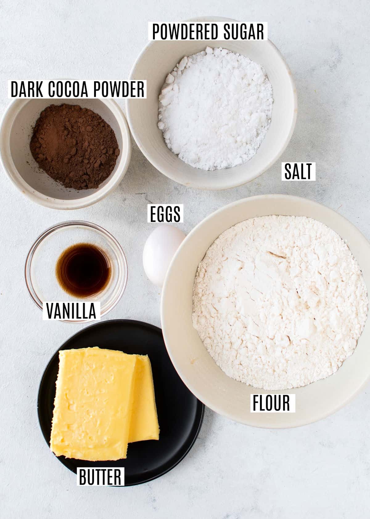 Ingredients needed to make checkerboard cookies.