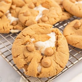 These Fluffernutter cookies are a delightful twist on the classic sandwich! You’ll get the perfect blend of gooey marshmallow fluff and creamy peanut butter in every bite. 