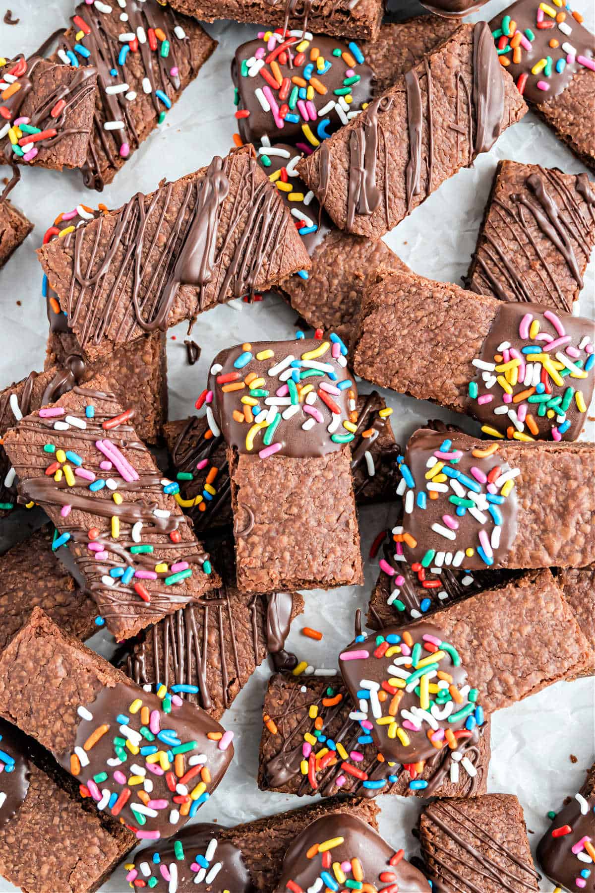 Chocolate shortbread cut into cookie sticks.